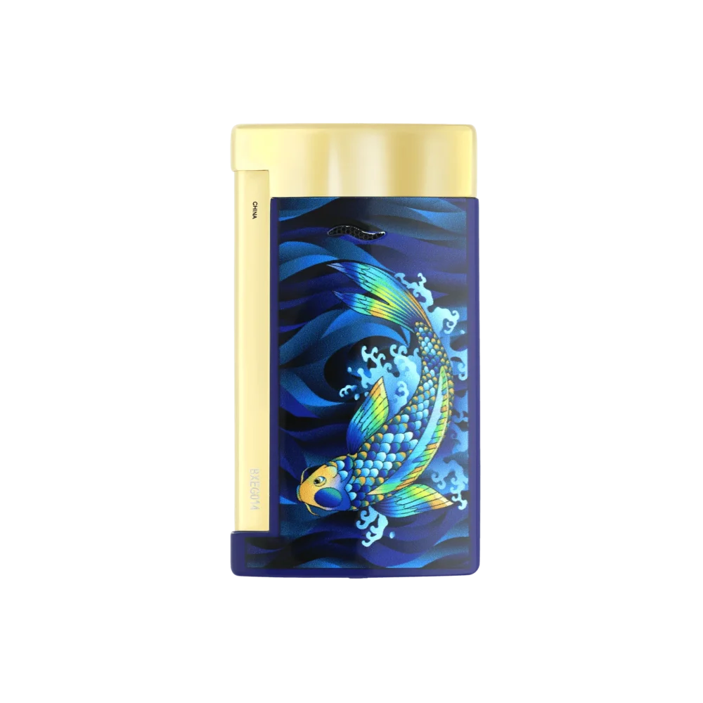 BRIQUET ST DUPONT SLIM 7 DORÉ KOI FISH BLEU KOI FISH – Image 3